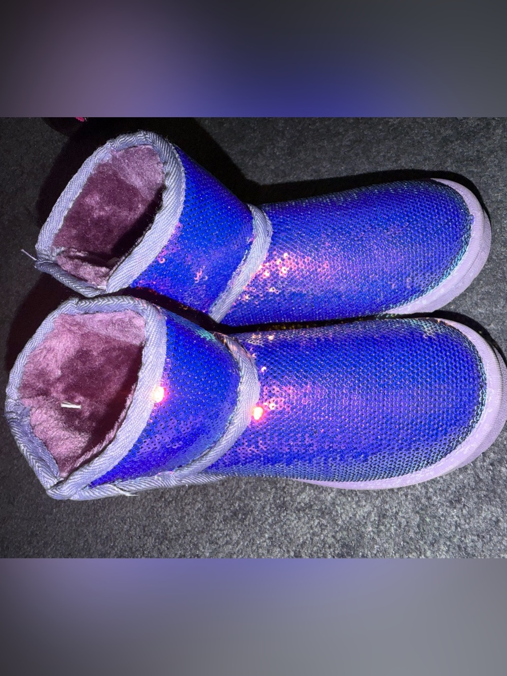 Kids Sequin Winter Booties - Purple Sparkle